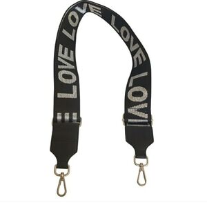 Quilted Koala Black and Silver Metalic Love bag Strap